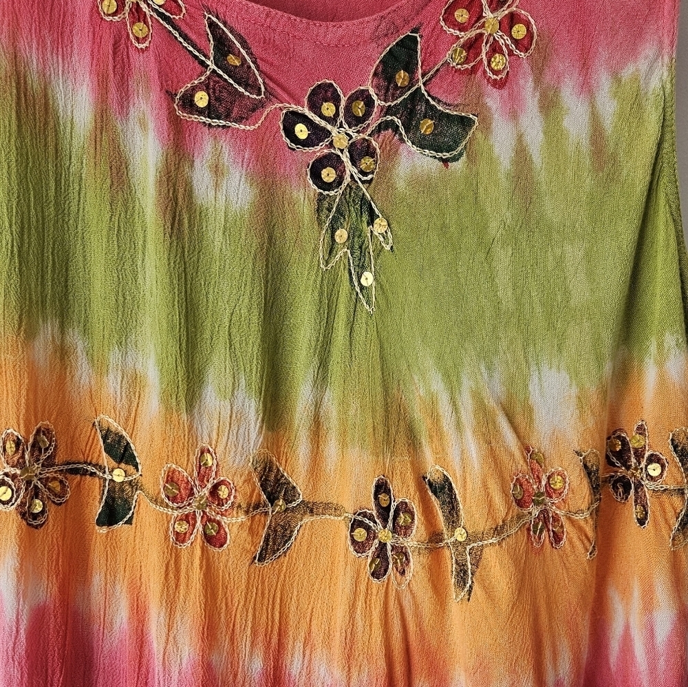 Tie-dye Gauze Sequined Summer Tank Top - Picture 2 of 6